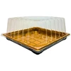 Plastikinis padėklas su dangčiu 1vnt užkandžiams 18 x 18 x 9,5 cm