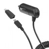 DParts Automobilio įkrovimo laidas Nano Connect Micro/USB 1A juodas su MiniUSB adapteriu