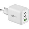 „Įkroviklis Goobay goobay“ USB-C greitasis įkroviklis Nano, PD, GaN, 65 vatai (baltas, 1x USB-A, 2x USB-C PD, Charge 3.0)