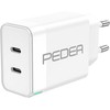 PEDEA 40W USB-C (PD) greitasis įkroviklis – 2 prievadų kelių prievadų mobiliojo telefono įkroviklis su USB-C, baltas