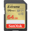 Atminties kortelė SanDisk 64GB Extreme SDXC Speicherkarte, 170MB/s & 80MB/s Lese/Schreibgeschwindigkeit, UHS-I, Class 10, U3, V30