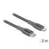 Delock Atblokuokite duomenų ir įkrovimo kabelį USB Type-C™ prie Lightning™, skirto iPhone™, iPad™ ir iPod™ pilkai 2,0 m MFi