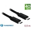 DELOCK laidas Thunderbolt 3 USB-C kištukas > USB-C vyriškas pasyvus 0,5 m 5 A 40 Gb/s juodas