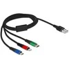 Delock USB įkrovimo laidas 3 viename, skirtas Lightning™ / Micro USB / USB Type-C™ 1 m