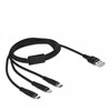 Delock USB įkrovimo laidas 3 viename, skirtas Lightning™ / Micro USB / USB Type-C™ 1 m juodas