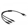 „Delock“ USB įkrovimo laidas „3 viename“, skirtas „Lightning“ / „MicroUSB“ / „Type-C“, 30 cm juodas