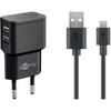 „Goobay Micro USB“ dvigubo įkrovimo rinkinys 2,4 A [juodas]
