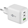 „Įkroviklis Goobay goobay“ USB-C greitasis įkroviklis Nano, PD, GaN, 65 vatai (baltas, 1x USB-A, 2x USB-C PD, Charge 3.0)