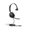 Jabra Evolve2 40 MS Teams Mono Laidinės ausinės, USB-C, Juoda