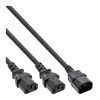 Maitinimo kabelis InLine F 1x IEC- C14 - 2x IEC- C13 1m tipas