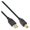 InLine USB 2.0 Cable, A to B, auksinis-plated, juodas – 1m