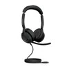 JABRA Evolve2 50 MS Stereo Ausinės on-ear Bluetooth su laidu aktyvus triukšmo slopinimas USB-A juodas Zoom Certified Certified skirta MS Te