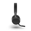 JABRA Evolve2 75 Ausinės on-ear Bluetooth belaidės aktyvus triukšmo slopinimas USB-C noise isolating juodas su charging stand MS Te