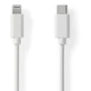 Nedis Lightning Kabelis- USB 2.0 | Apple Lightning 8-Pin | USB-C™ Stecker | 480 Mbps | Vernickelt | 1.00 m | Rund | PVC | Weiss | Label