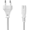Nedis Stromkabel - Euro Männlich | IEC-320-C7 | 3.00 m Gerade | Gerade | Vernickelt | Flach | PVC | Weiss | Label