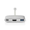 Nedis USB adapteris | USB 3.2 Gen 1 | USB-C™ jungtis | HDMI™ / USB-A lizdas / USB-C™ lizdas | 5 Gbps | 0,20 m | apvalus | Paauksuotas | Pintas / nailonas |