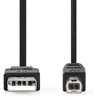 NEDIS USB-Kabelis | USB 2.0 | 2.00 m | USB-A Stecker | USB-B Stecker | 480 Mbps | Vernickelt | rund | PVC | Juodas | Box