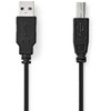 NEDIS USB-Kabelis | USB 2.0 | 2.00 m | USB-A Stecker | USB-B Stecker | 480 Mbps | Vernickelt | rund | PVC | Juodas | Box