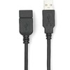 Nedis USB-Kabelis | USB 2.0 | USB-A Stecker | USB-A Buchse - 480 Mbps | Vernickelt | 2.00 m | Rund | PVC | Juodas | Box
