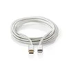Nedis USB laidas | USB 2.0 | Apple Lightning 8 pin | USB-C™ jungtis | 480Mbps | Paauksuotas | 1,00 m | apvalus | Pintas / nailonas | aliuminis / sidabras |