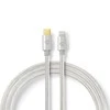 Nedis USB laidas | USB 2.0 | Apple Lightning 8 pin | USB-C™ jungtis | 480Mbps | Paauksuotas | 1,00 m | apvalus | Pintas / nailonas | aliuminis / sidabras |