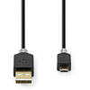 Nedis USB laidas | USB 2.0 | USB-A vyrelis | USB Micro-B jungtis | 480Mbps | Paauksuotas | 1,00 m | apvalus | PVC | Antracitas | Pakuotė su peržiūros langeliu