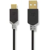 Nedis USB laidas | USB 2.0 | USB-A vyrelis | USB-C™ jungtis | 480Mbps | Paauksuotas | 1,00 m | apvalus | PVC | Antracitas | Pakuotė su peržiūros langeliu