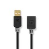 Nedis USB laidas | USB 2.0 | USB-A vyrelis | USB-A lizdas | 480Mbps | Paauksuotas | 2,00m | apvalus | PVC | Antracitas | Pakuotė su peržiūros langeliu