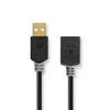 Nedis USB laidas | USB 2.0 | USB-A vyrelis | USB-A lizdas | 480Mbps | Paauksuotas | 2,00m | apvalus | PVC | Antracitas | Pakuotė su peržiūros langeliu