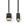 Nedis USB laidas | USB 2.0 | USB-A vyrelis | USB-B jungtis | 480Mbps | Paauksuotas | 2,00m | apvalus | PVC | Antracitas | Pakuotė su peržiūros langeliu