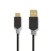Nedis USB laidas | USB 2.0 | USB-A vyrelis | USB-C™ jungtis | 480Mbps | Paauksuotas | 1,00 m | apvalus | PVC | Antracitas | Pakuotė su peržiūros langeliu