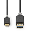 Nedis USB laidas | USB 3.2 Gen 1 | USB-A vyrelis | USB-C™ jungtis | 5 Gbps | Paauksuotas | 1,00 m | apvalus | PVC | Antracitas | Pakuotė su peržiūros langeliu