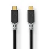 Nedis USB laidas | USB 3.2 Gen 2x2 | USB-C™ kištukas | USB-C™ kištukas | 4K@60Hz | 20 Gbps | Paauksuotas | 2,00 m | apvalus | PVC | Sidabrinis | Pakuotė su Si