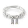 Nedis USB laidas | USB 3.2 Gen 2x2 | USB-C™ jungtis | 4K@60Hz | 20 Gbps | Paauksuotas | 2,00m | apvalus | Pintas / nailonas | sidabras | Pakuotė su tavimi