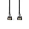 Nedis USB laidas | USB 3.2 Gen 2x2 | USB-C™ kištukas | USB-C™ kištukas | 4K@60Hz | 20 Gbps | Paauksuotas | 2,00 m | apvalus | PVC | Sidabrinis | Pakuotė su Si