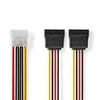 Nedis vidaus maitinimo kabeliai | Molex jungtis | 2x SATA 15 kontaktų lizdas | Paauksuotas | 0,15 m | apvalus | PVC | Įvairiaspalvis | vokas