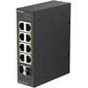 Šakotuvas D-Link DIS-100G-10P Unmanaged Switch 8x Gigabit Ethernet (PoE+, max. 240W), 2x 1G SFP, DIN-Schienenmontage, IP30