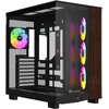 „Thermaltake View 380 XL WS ARGB“, bokšto tipo korpusas - medinis/juodas, 2 grūdinto stiklo plokštės, medinė konstrukcija