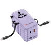 Verbatim kelioninis įkroviklis EU/UK/US GaN 1xUSB-C/1xUSB-A/2xUSB-C PD 70W violetinės spalvos 30188