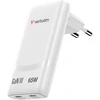 Verbatim GaN kelioninis įkroviklis sulankstomas „n“ Go 65 W, 2 × USB-C PD ES kištukas, Baltas