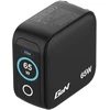 Verbatim, Mini kroviklis GaN su wyświetlaczem TFT 2 x USB-C / 1 x USB-A, juoda, 65W, Wymienne wtyczki EU, UK, USA