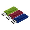 Verbatim USB atmintinė, USB 2.0, 16GB, Slider, žalia, mėlyna, raudona, 49326, USB A, su ištraukiama jungtimi. 3 vnt