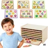 Viga Toys Dėlionės su rankenomis VIGA, medinė lentyna