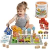 Viga Toys Medinis konstruktorius Viga, kibiras su rankena