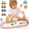 Viga Toys Medinis traukinių rinkinys PolarB, 30 dalių