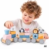 Viga Toys Medinis traukinukas Viga, su blokeliais