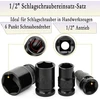 1/2 colio smūginių galvučių rinkinys, 15 dalių, metrinis 8-22 mm, 6 briaunų Cr-v plieno lydinys, skirtas automobilių remontui, lengvai įskaitomi matmenų žymėjimai, tvirta konstrukcija, laikymo dėklas