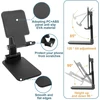 1 x planšetinio kompiuterio laikiklis ir 1 x mobiliojo telefono stovas, reguliuojamas sulankstomas planšetinio kompiuterio stovas ir mobiliojo telefono laikiklis, nešiojamas ir vietą taupantis Ipad laikiklis, trikampio formos (juodas)