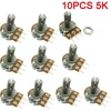 10 vnt. 5k Ohm Linijiniai Rotaciniai Potenciometrai, 15 mm velenas