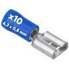 10 vnt. kalitec fhb638 plokštelinės jungtys mėlynos 6,3 x 0,8 kabelio jungtis i 1,5–2,5 mm² jungtis i iš dalies izoliuota i žalvaris i pvc mova i automobiliams ir pramonei